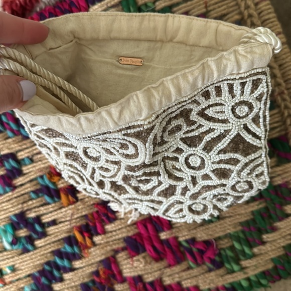 NWOT FREE PEOPLE Penny Beaded Pouch Bag w/adjustable strap - Picture 4 of 5